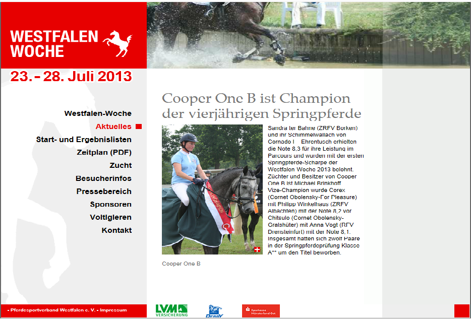 Cooper One B ist Champion der 4 jährigen Springpferde